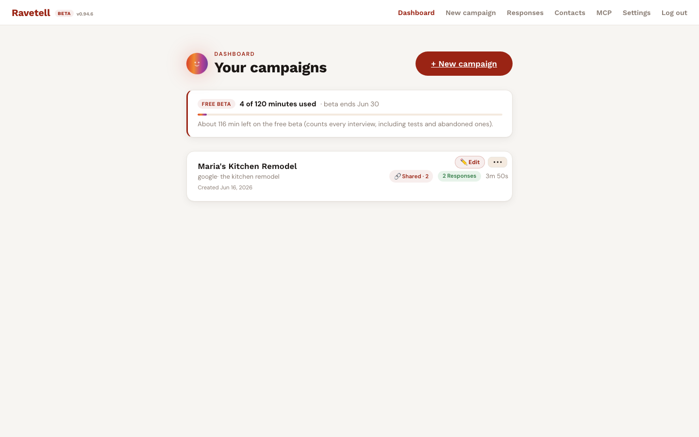 Ravetell dashboard with approved testimonials arriving